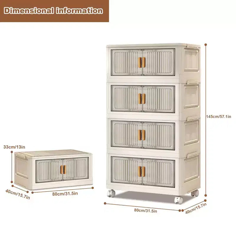 Contenedor de Almacenamiento Apilable Plegable Gris con Ruedas 360°, sin Herramientas, hasta 3 Capas