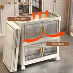 Contenedor de Almacenamiento Apilable Plegable Gris con Ruedas 360°, sin Herramientas, hasta 3 Capas