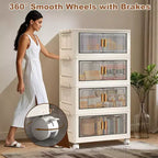 Contenedor de Almacenamiento Apilable Plegable Gris con Ruedas 360°, sin Herramientas, hasta 3 Capas