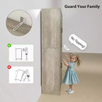 Armario de despensa de cocina de 72" de alto, 4 puertas de granero, estantes ajustables – Veta de madera blanca / Acabado gris lavado
