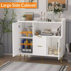 Aparador/Mueble Auxiliar de Granja en Blanco y Negro con 2 Cajones y 2 Puertas