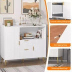 Aparador/Mueble Auxiliar de Granja en Blanco y Negro con 2 Cajones y 2 Puertas