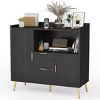 Aparador/Mueble Auxiliar de Granja en Blanco y Negro con 2 Cajones y 2 Puertas