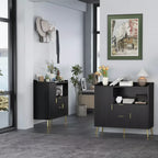Aparador/Mueble Auxiliar de Granja en Blanco y Negro con 2 Cajones y 2 Puertas