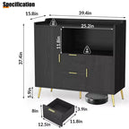 Aparador/Mueble Auxiliar de Granja en Blanco y Negro con 2 Cajones y 2 Puertas