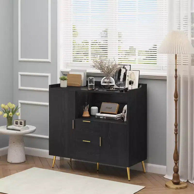 Large Kitchen Storage CabinetWooden Farmhouse Buffet Sideboard with 2 Drawers and 2 Doors,