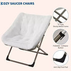 Sillón plegable tipo platillo de piel sintética de conejo gris/rosa/blanco, individual, estructura de metal
