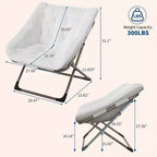 Sillón plegable tipo platillo de piel sintética de conejo gris/rosa/blanco, individual, estructura de metal