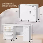 Mesa plegable blanca para coser y manualidades con almacenamiento, 1 persona