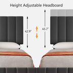 Estructura de cama tapizada en lino negro/gris/blanco con cajones de almacenamiento — Matrimonial / Queen / King, para 1 persona