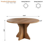 Mesa de Comedor Redonda de 47" – Negro / Marrón / Marrón Rojizo, con capacidad para 4-6 personas, Base de Madera con Patas en K