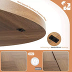 Mesa de Comedor Redonda de 47" – Negro / Marrón / Marrón Rojizo, con capacidad para 4-6 personas, Base de Madera con Patas en K