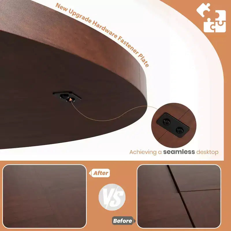 Mesa de Comedor Redonda de 47" – Negro / Marrón / Marrón Rojizo, con capacidad para 4-6 personas, Base de Madera con Patas en K