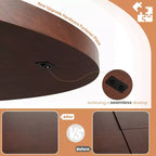 Mesa de Comedor Redonda de 47" – Negro / Marrón / Marrón Rojizo, con capacidad para 4-6 personas, Base de Madera con Patas en K