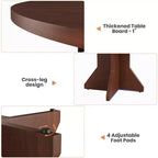 Mesa de Comedor Redonda de 47" – Negro / Marrón / Marrón Rojizo, con capacidad para 4-6 personas, Base de Madera con Patas en K