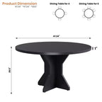 Mesa de Comedor Redonda de 47" – Negro / Marrón / Marrón Rojizo, con capacidad para 4-6 personas, Base de Madera con Patas en K