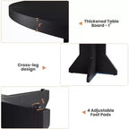 Mesa de Comedor Redonda de 47" – Negro / Marrón / Marrón Rojizo, con capacidad para 4-6 personas, Base de Madera con Patas en K