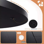 Mesa de Comedor Redonda de 47" – Negro / Marrón / Marrón Rojizo, con capacidad para 4-6 personas, Base de Madera con Patas en K