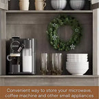 Alacena de cocina independiente gris/blanco de 71" con puertas de vidrio y soporte para microondas