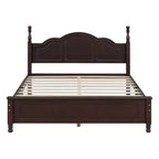 Cama con plataforma de madera retro nogal/blanco con cabecero – Matrimonial/Queen, 2 personas