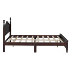 Cama con plataforma de madera retro nogal/blanco con cabecero – Matrimonial/Queen, 2 personas