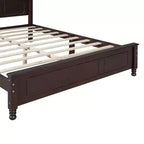 Cama con plataforma de madera retro nogal/blanco con cabecero – Matrimonial/Queen, 2 personas
