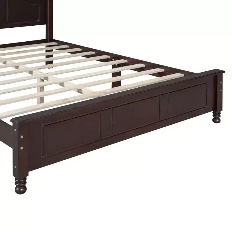 Cama con plataforma de madera retro nogal/blanco con cabecero – Matrimonial/Queen, 2 personas