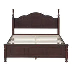 Cama con plataforma de madera retro nogal/blanco con cabecero – Matrimonial/Queen, 2 personas