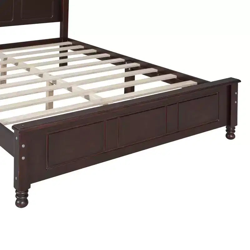 Cama con plataforma de madera retro nogal/blanco con cabecero – Matrimonial/Queen, 2 personas