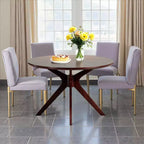 Mesa de comedor redonda negra/marrón/blanca de 80 cm, con tablero de madera, base de metal, con capacidad para 2-4 personas