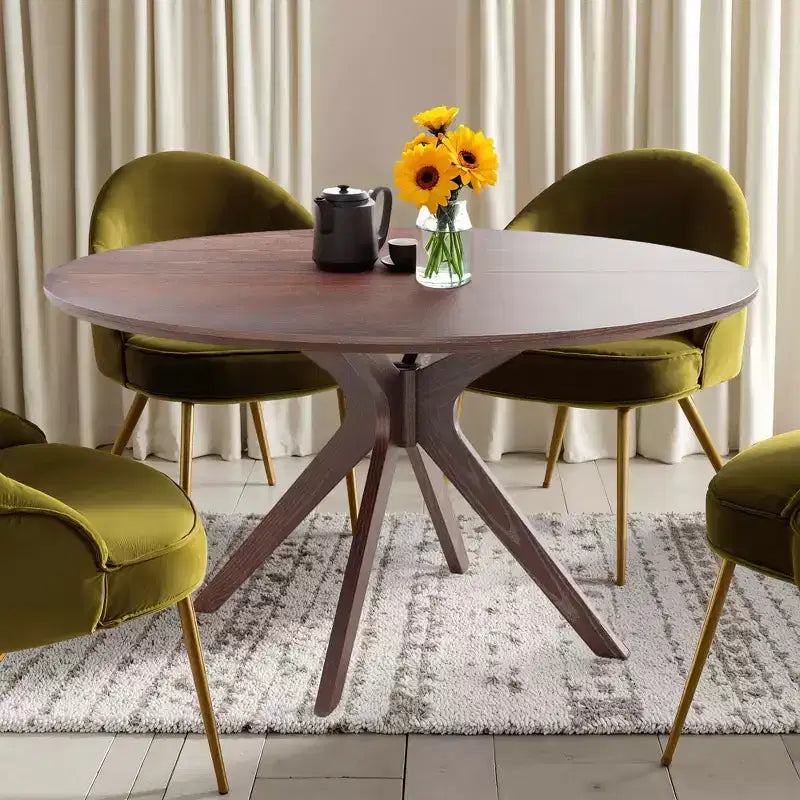 Mesa de comedor redonda negra/marrón/blanca de 80 cm, con tablero de madera, base de metal, con capacidad para 2-4 personas