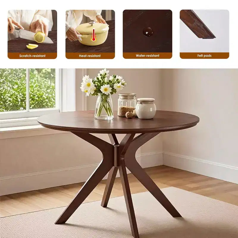 Mesa de comedor redonda negra/marrón/blanca de 80 cm, con tablero de madera, base de metal, con capacidad para 2-4 personas