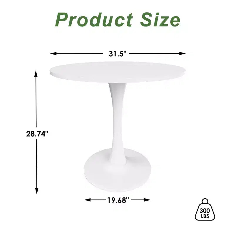 Mesa de comedor redonda negra/marrón/blanca de 80 cm, con tablero de madera, base de metal, con capacidad para 2-4 personas