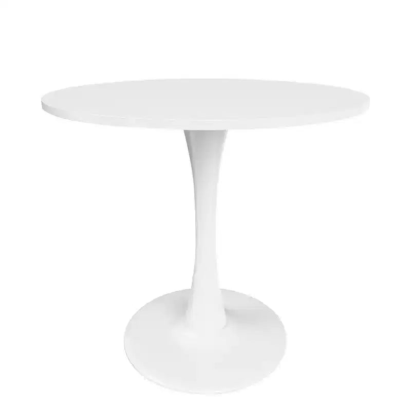 Mesa de comedor redonda negra/marrón/blanca de 80 cm, con tablero de madera, base de metal, con capacidad para 2-4 personas
