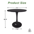 Mesa de comedor redonda negra/marrón/blanca de 80 cm, con tablero de madera, base de metal, con capacidad para 2-4 personas