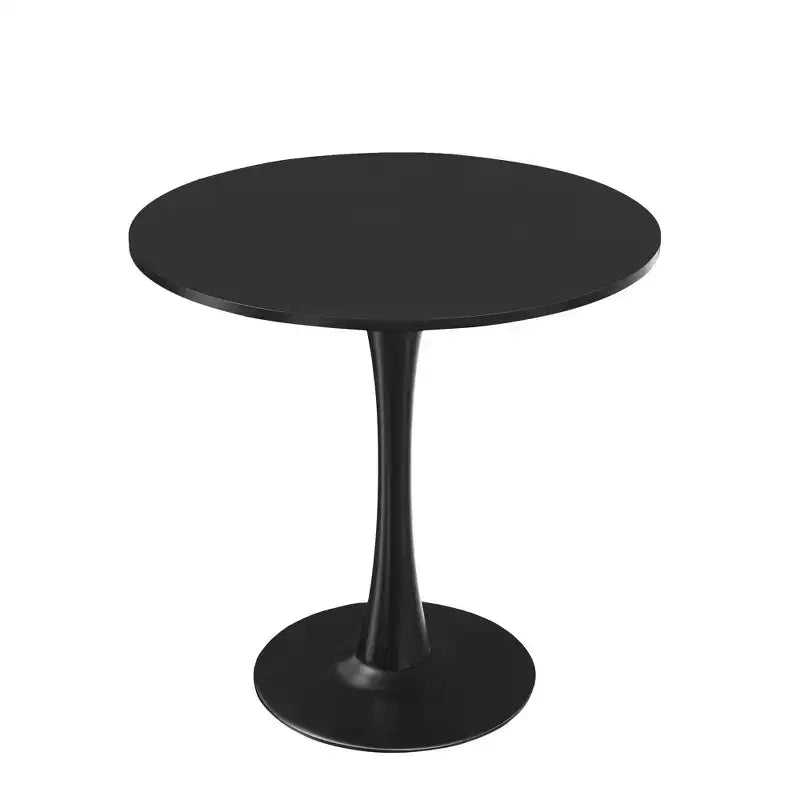 Mesa de comedor redonda negra/marrón/blanca de 80 cm, con tablero de madera, base de metal, con capacidad para 2-4 personas