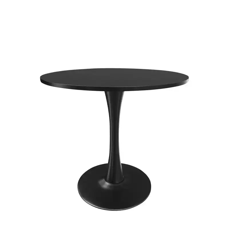 Mesa de comedor redonda negra/marrón/blanca de 80 cm, con tablero de madera, base de metal, con capacidad para 2-4 personas
