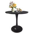 Mesa de comedor redonda negra/marrón/blanca de 80 cm, con tablero de madera, base de metal, con capacidad para 2-4 personas