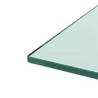 Mesa de centro rectangular de cristal transparente y metal negro con estante inferior