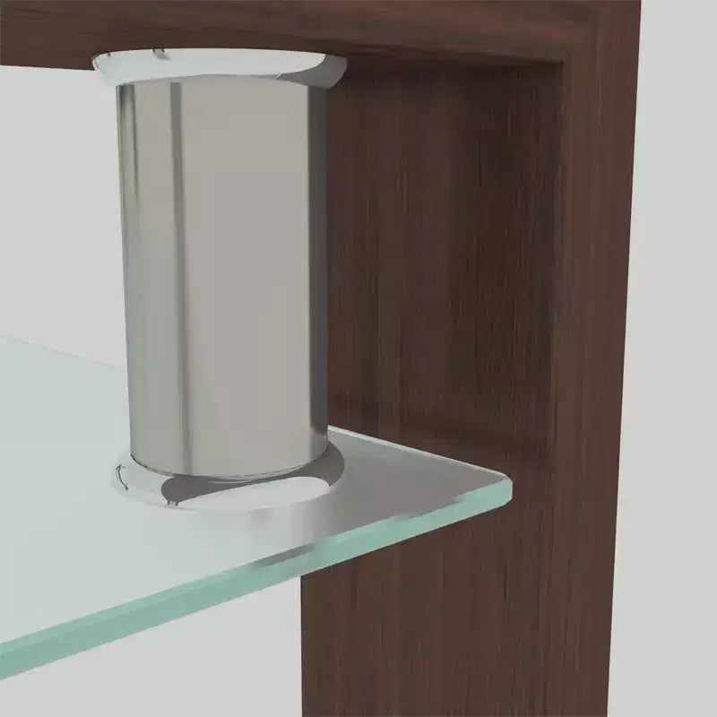 Mesa de centro rectangular de cristal transparente y metal negro con estante inferior
