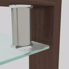 Mesa de centro rectangular de cristal transparente y metal negro con estante inferior