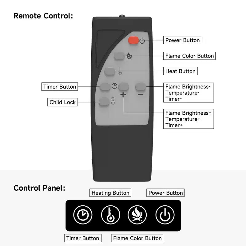 Mueble de TV de casa de campo blanco/negro de 72.8" con chimenea eléctrica de 3 lados, para televisores de hasta 80"