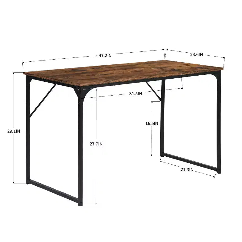 Escritorio de ordenador industrial negro para 1 persona, 120 cm