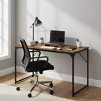 Escritorio de ordenador industrial negro para 1 persona, 120 cm