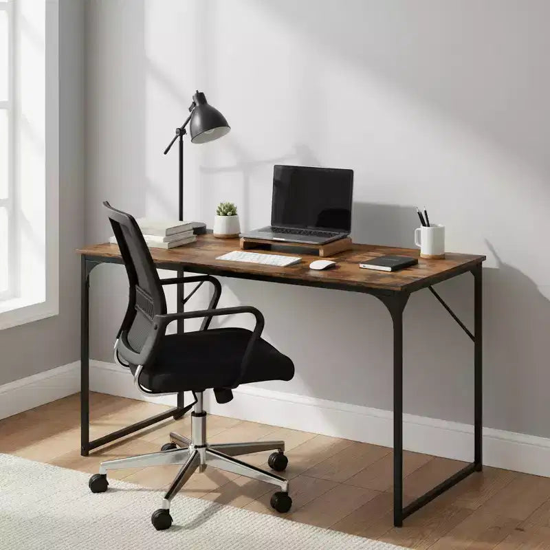 Escritorio de ordenador industrial negro para 1 persona, 120 cm