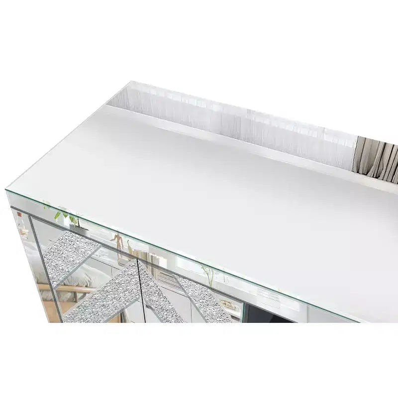 Mueble de TV de mediados de siglo con estante abierto y 2 armarios, apto para hasta 65"
