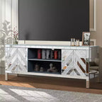 Mueble de TV de mediados de siglo con estante abierto y 2 armarios, apto para hasta 65"