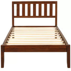 Cama de plataforma individual de madera de nogal con cabecero y piecero