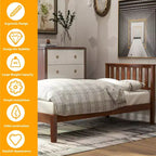 Cama de plataforma individual de madera de nogal con cabecero y piecero
