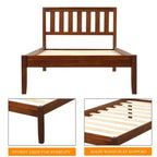 Cama de plataforma individual de madera de nogal con cabecero y piecero